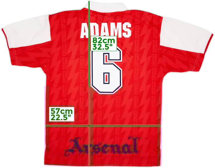 1994-96 Arsenal Home Shirt Adams #6 - 9/10 - (XL)