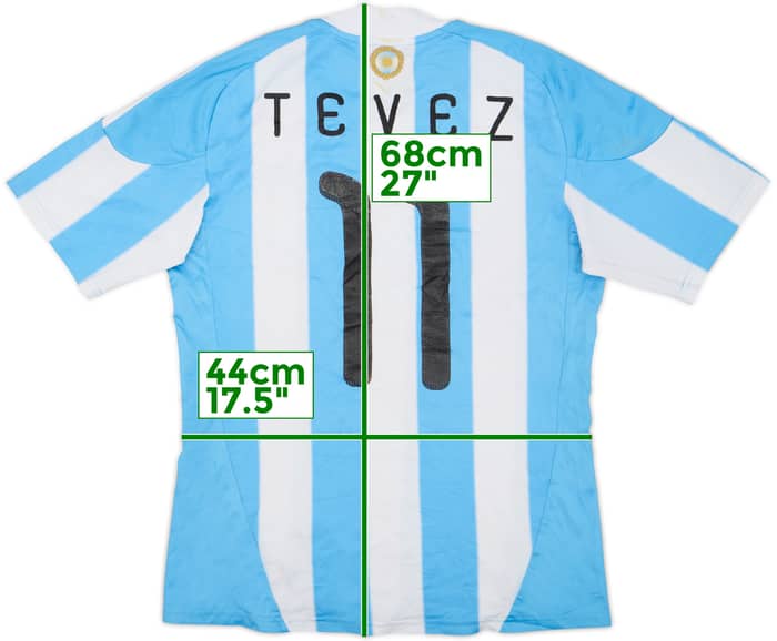2010-11 Argentina Home Shirt Tevez #11 - 5/10 - (M)