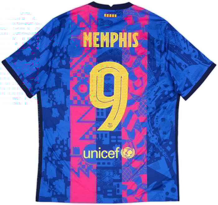 2021-22 Barcelona Third Shirt Memphis #9 - 9/10 - (L)