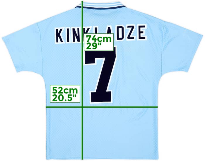1995-97 Manchester City Home Shirt Kinkladze #7 - 7/10 - (M)