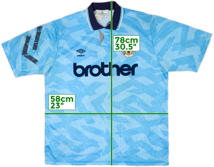 1991-93 Manchester City Home Shirt - 6/10 - (XL)