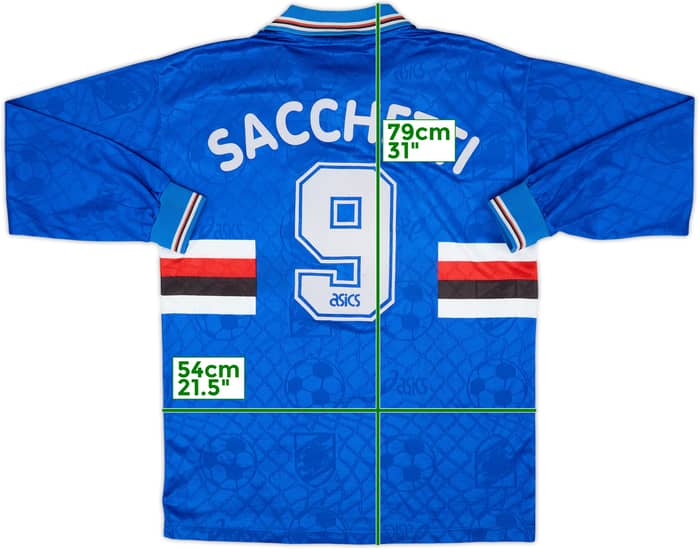Camiseta de manga larga de local del Sampdoria 1995-96 Sacchetti #9 - 9/10 - (L)