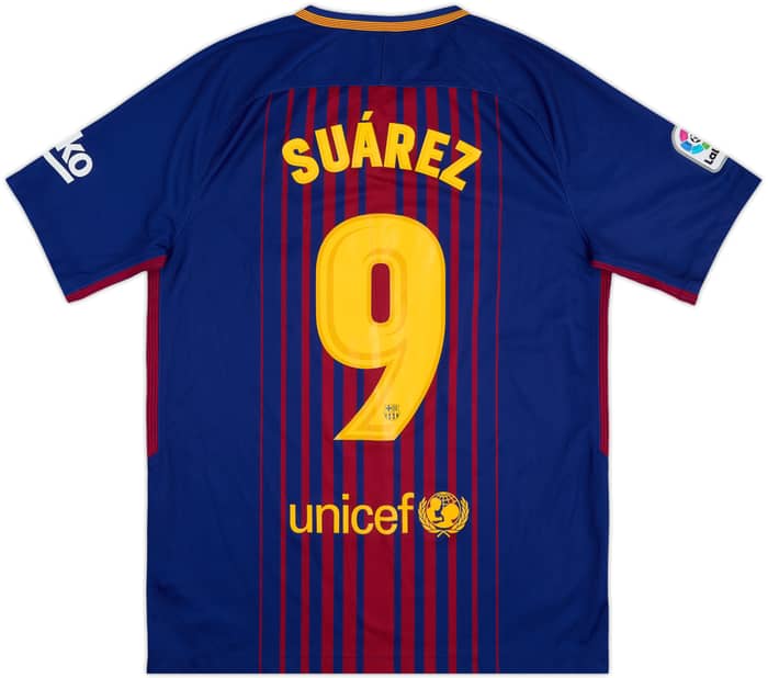 2017-18 Barcelona Home Shirt Suarez #9 - 8/10 - (M)