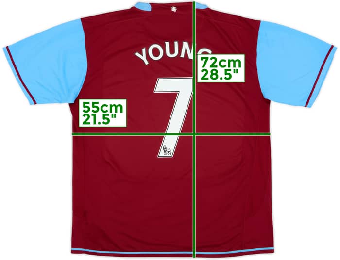 2007-08 Aston Villa Home Shirt Young #7 - 8/10 - (XL)