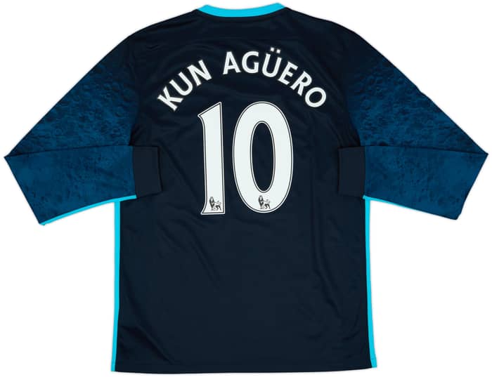 2015-16 Manchester City Away L/S Shirt Kun Aguero #10 - 9/10 - (M)