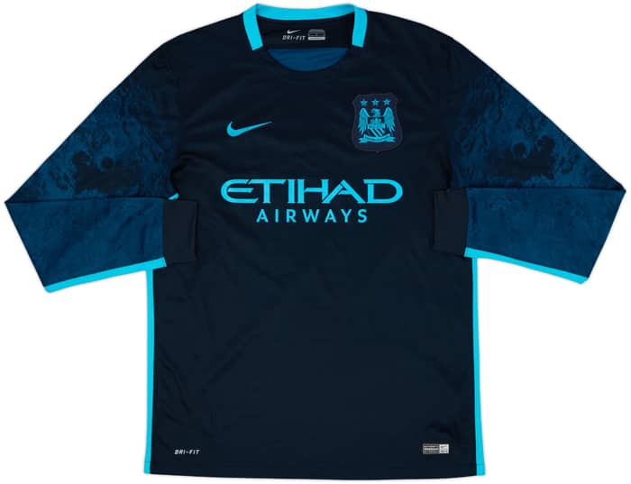 2015-16 Manchester City Away L/S Shirt Kun Aguero #10 - 9/10 - (M)