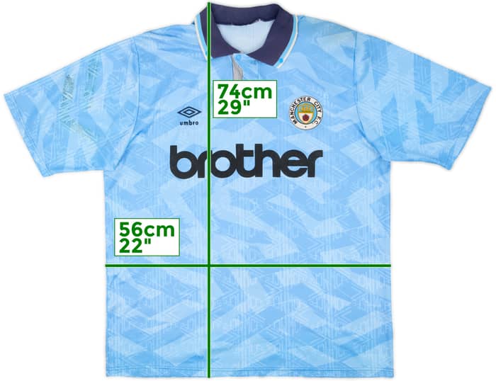 1991-93 Manchester City Home Shirt - 8/10 - (XL)