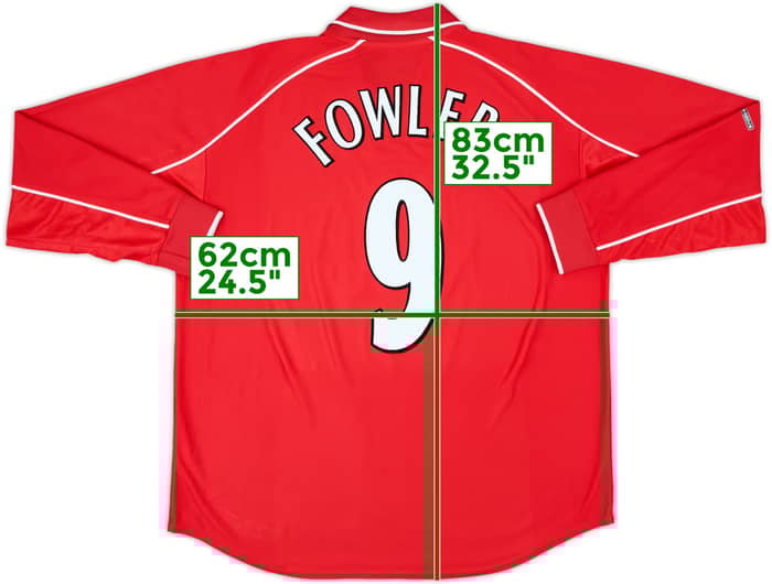 2000-02 Liverpool Home L/S Shirt Fowler #9 - 9/10 - (XXL)