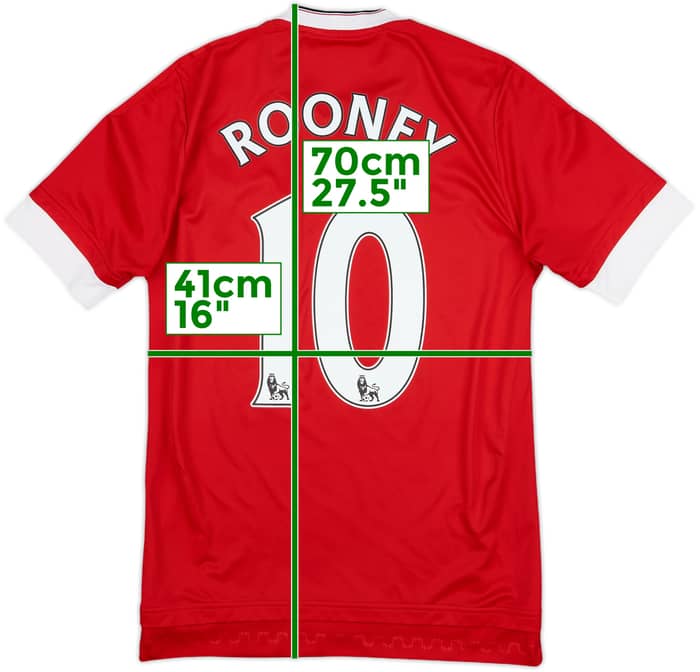 2015-16 Manchester United Home Shirt Rooney #10 - 8/10 - (XS)