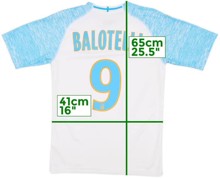 2018-19 Olympique Marseille Home Shirt Balotelli #9 - 10/10 - (XS)