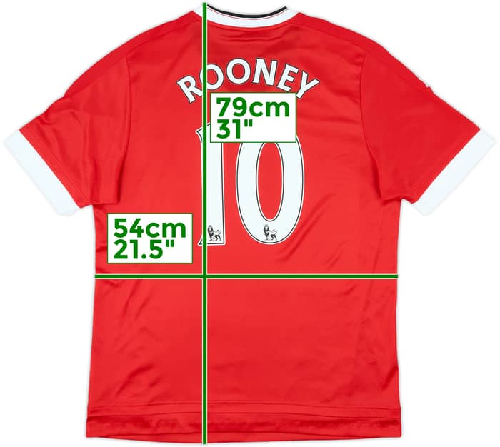 2015-16 Manchester United Authentic Home Shirt Rooney #10 - 9/10 - (XL)