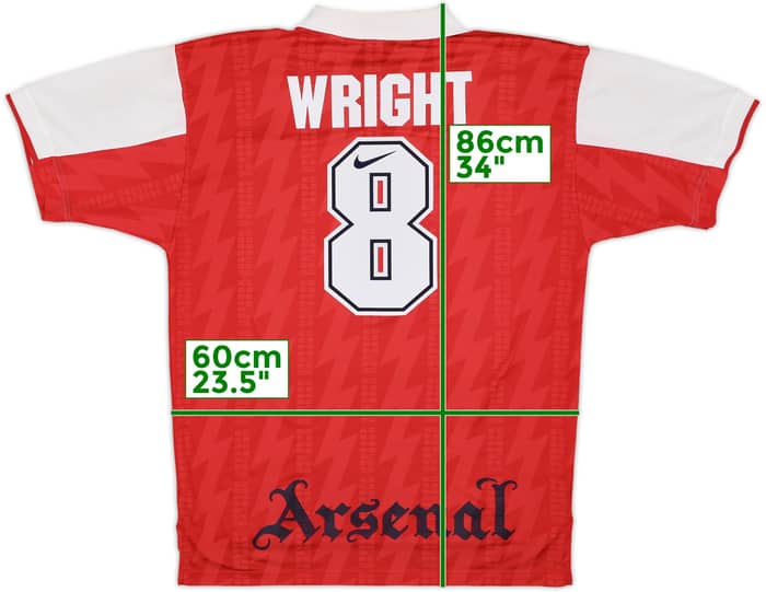 1994-96 Arsenal Home Shirt Wright #8 - 10/10 - (XL)