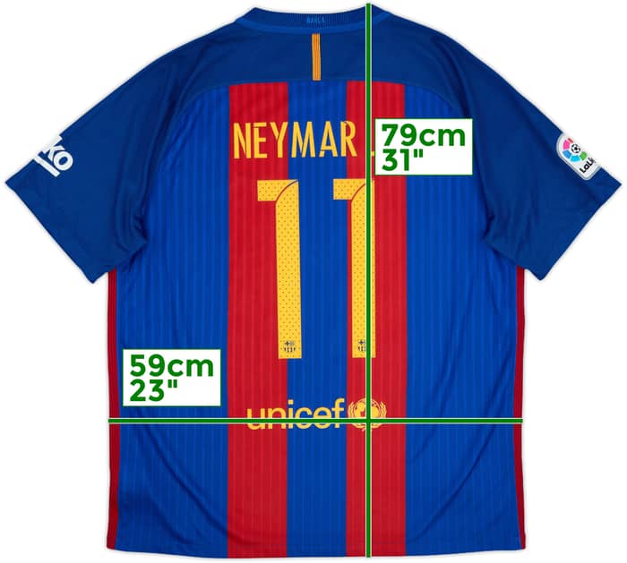 2016-17 Barcelona Home Shirt Neymar Jr #11 - 8/10 - (XL)