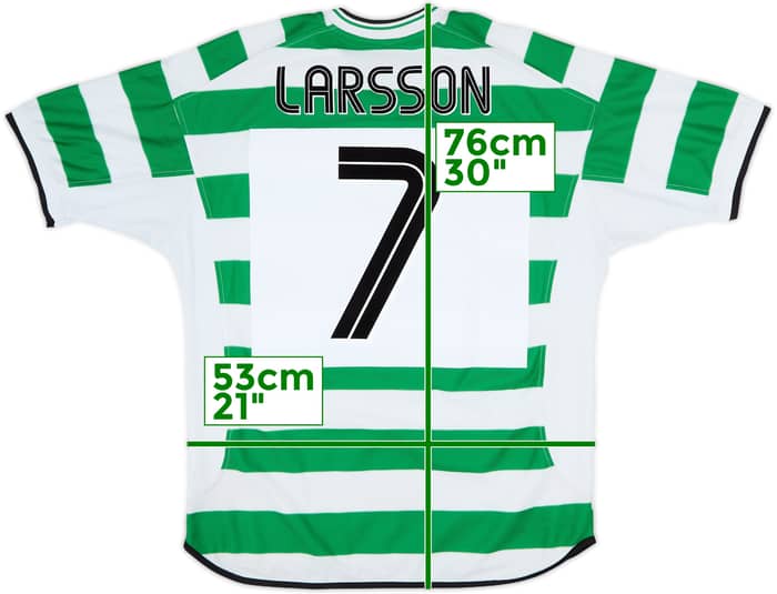 2001-03 Celtic Home Shirt Larsson #7 - 8/10 - (L)