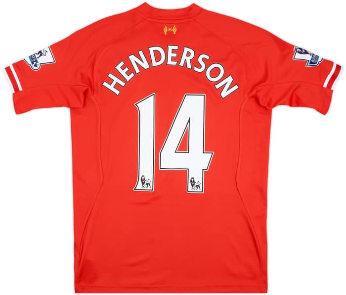 2013-14 Liverpool Signed Home Shirt Henderson #14 - 9/10 - (M)