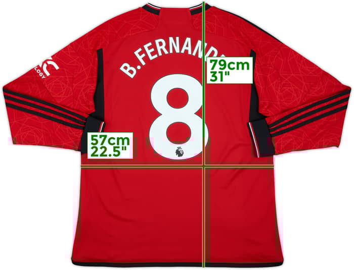 2023-24 Manchester United Home L/S Shirt B.Fernandes #8 - 9/10 - (XL)