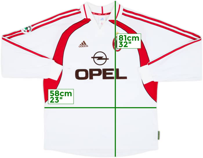 Camiseta de visitante versión jugador de manga larga del AC Milan 2000-02 #2 - 6/10 - (XL)
