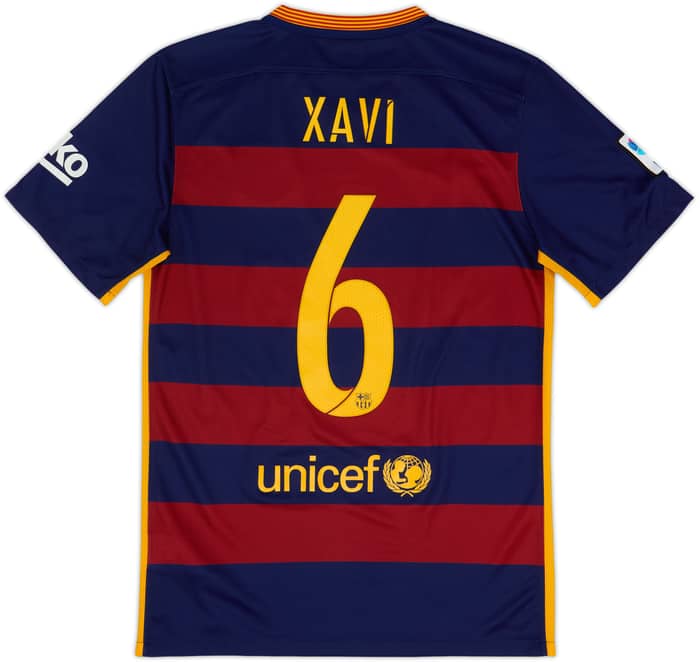 2015-16 Barcelona Home Shirt Xavi #6 - 6/10 - (S)
