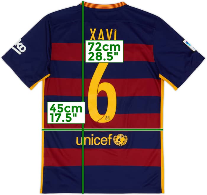 2015-16 Barcelona Home Shirt Xavi #6 - 6/10 - (S)