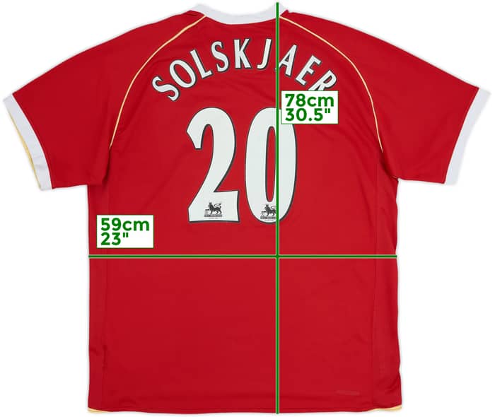 2006-07 Manchester United Home Shirt Solskjaer #20 - 6/10 - (XL)