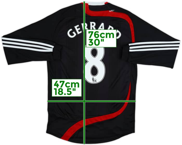 Camiseta de la tercera equipación del Liverpool de manga larga Gerrard #8 2007-08 - 6/10 - (S)