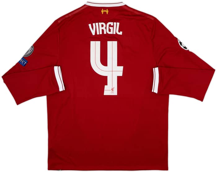 2017-18 Liverpool 125 Years Home L/S Shirt Virgil #4 (XL)