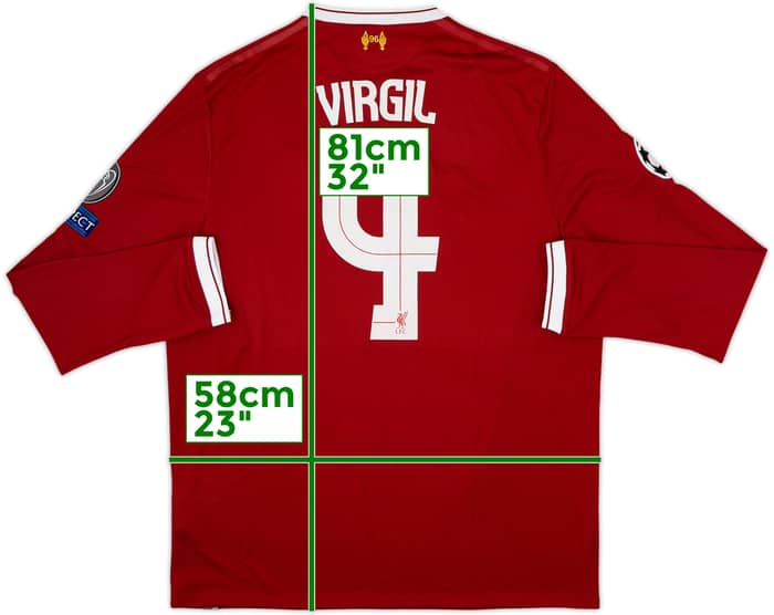 2017-18 Liverpool 125 Years Home L/S Shirt Virgil #4 (XL)
