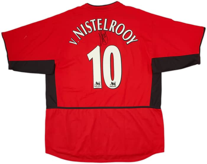 2002-04 Manchester United 'Signed' Home Shirt v. Nistelrooy #10 - 8/10 - (XL)