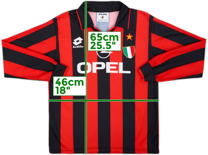 1994-95 AC Milan Home L/S Shirt #9 - 6/10 - (XL.Boys)