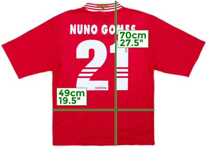 1997-98 Benfica Home Shirt Nuno Gomes #21 - 8/10 - (S)