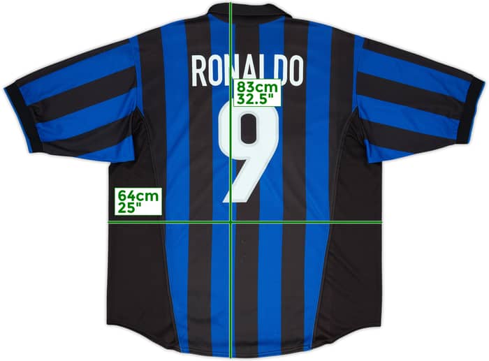 1998-99 Inter Milan Home Shirt Ronaldo #9 - 8/10 - (XL)