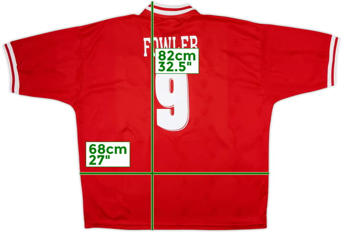 1996-98 Liverpool Home Shirt Fowler #9 - 8/10 - (XXL)