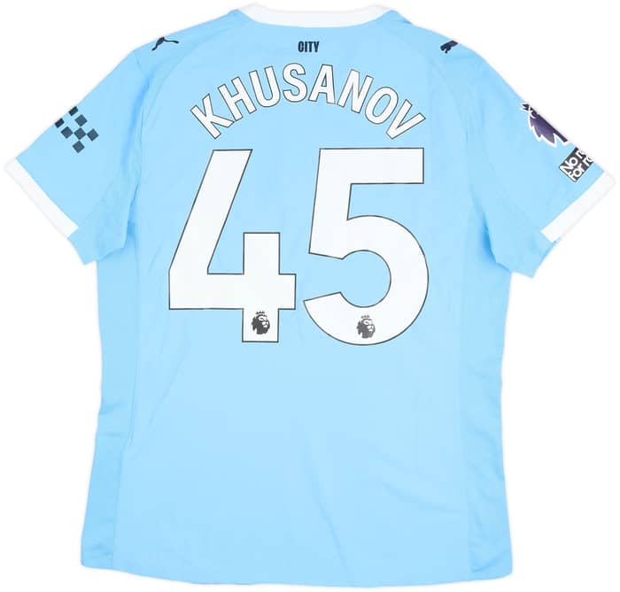 2025-26 Manchester City Match Issue Home Shirt Khusanov #45