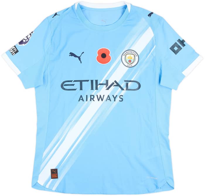 2025-26 Manchester City Match Issue Home Shirt Khusanov #45