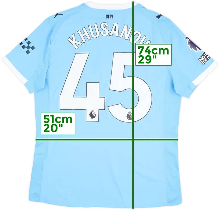 2025-26 Manchester City Match Issue Home Shirt Khusanov #45