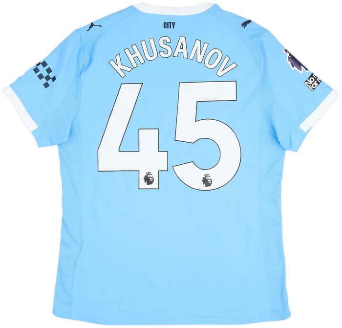 2025-26 Manchester City Match Issue Home Shirt Khusanov #45