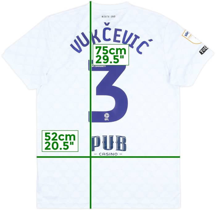 2025-26 Preston North End Match Issue Home Shirt Vukcevic #3