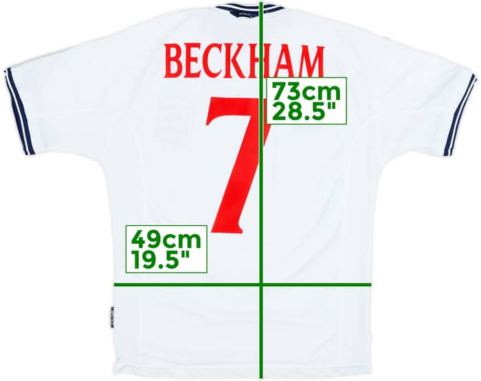 1999-01 England Home Shirt Beckham #7 - 6/10 - (M)