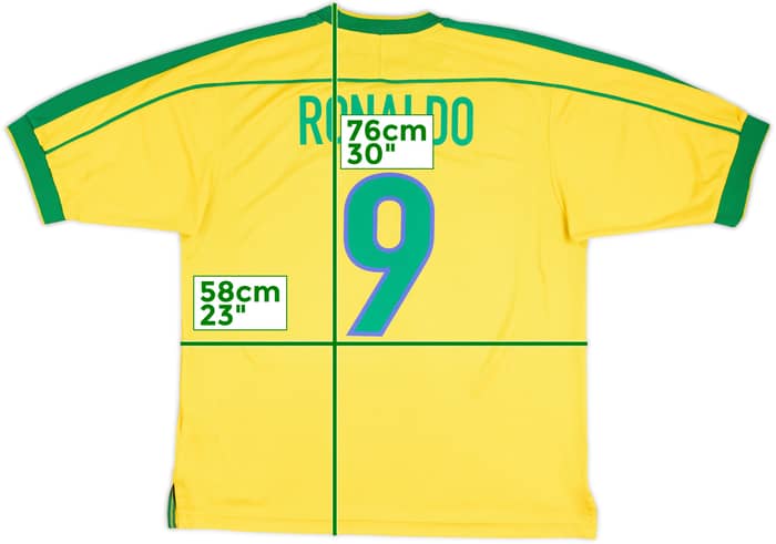 1998-00 Brasil Camiseta de local Ronaldo #9 - 8/10 - (L)