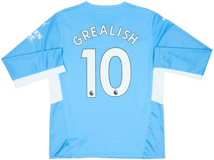 2021-22 Manchester City Home L/S Shirt Grealish #10 - 8/10 - (L)