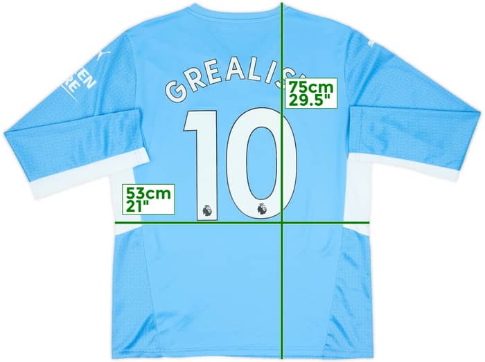 2021-22 Manchester City Home L/S Shirt Grealish #10 - 8/10 - (L)