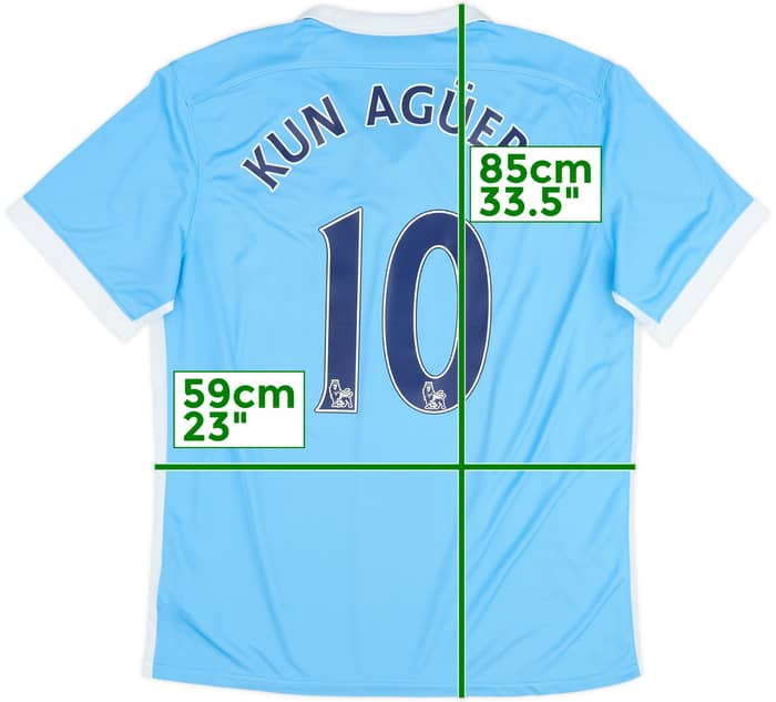 2015-16 Manchester City Home Shirt Kun Aguero #10 - 6/10 - (XL)