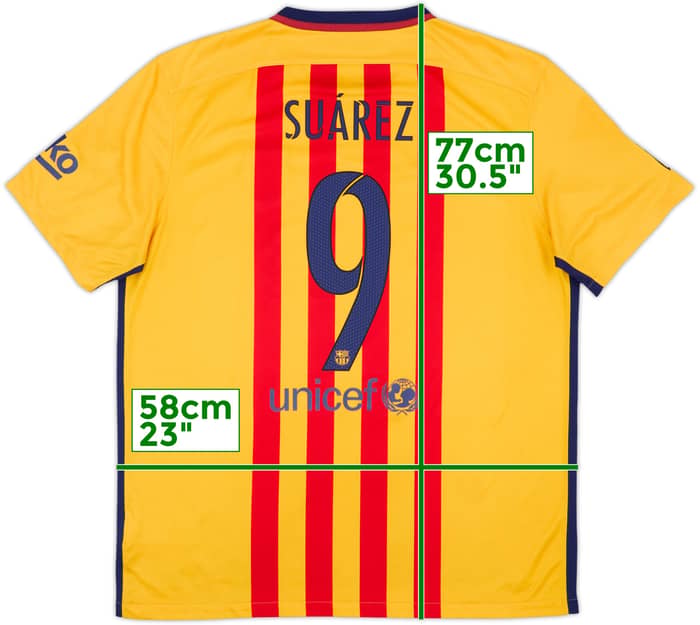 2015-16 Barcelona Camiseta Visitante Suarez #9 - 6/10 - (XL)