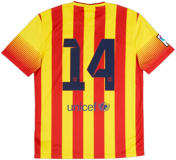 2013-15 Barcelona Away Shirt #14 - 8/10 - (M)