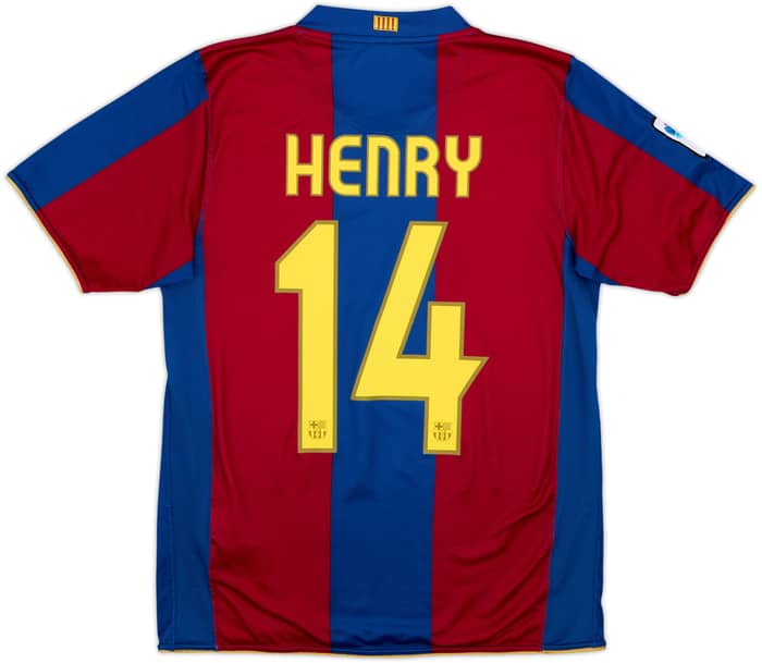 2007-08 Barcelona Home Shirt Henry #14 - 7/10 - (S)