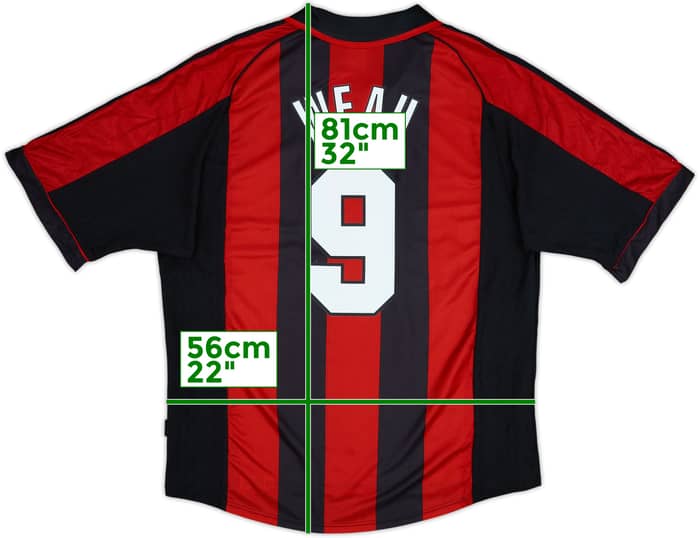 1998-00 AC Milan Home Shirt Weah #9 - 9/10 - (XL)