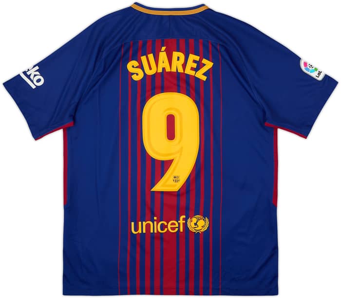 2017-18 Barcelona Home Shirt Suarez #9 - 7/10 - (L)