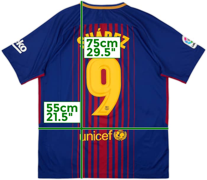 2017-18 Barcelona Home Shirt Suarez #9 - 7/10 - (L)