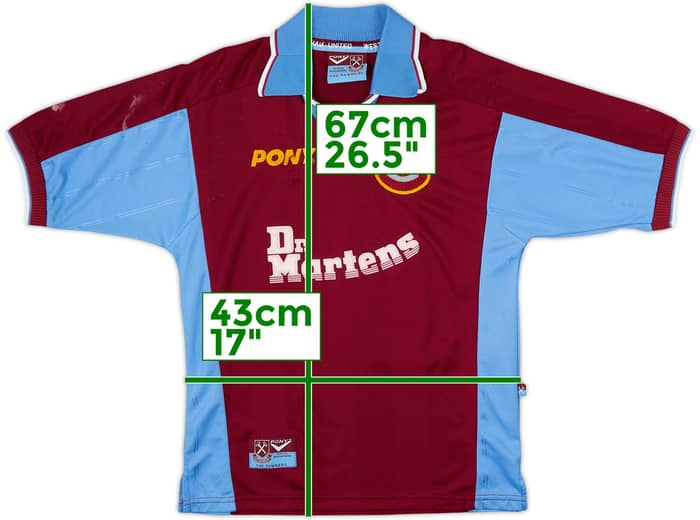 Camiseta de local del West Ham 1998-99 - 6/10 - (L.Niños)