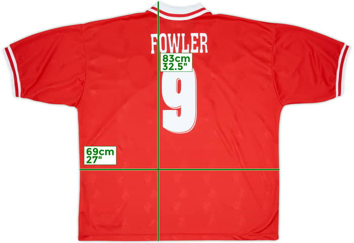 1996-98 Liverpool Home Shirt Fowler #9 - 8/10 - (XXL)